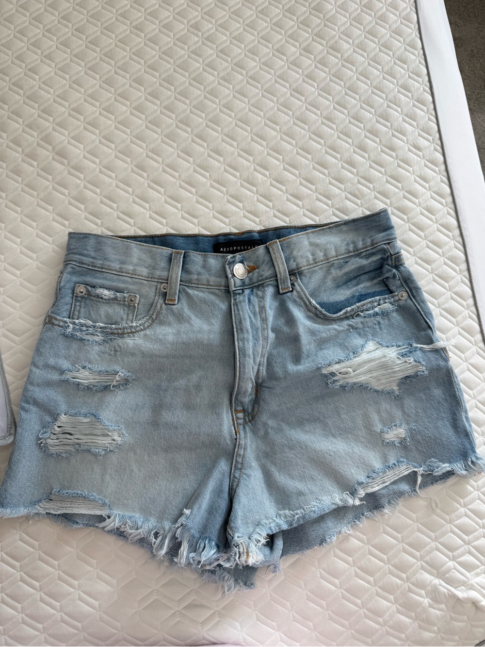 Aeropostale Light Wash Distressed Denim Shorts